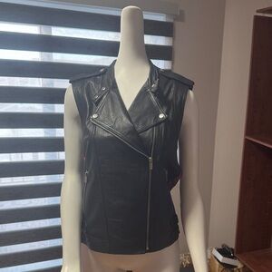 Supertrash Black Leather Biker Vest